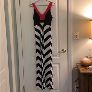 Black and white striped maxi dress